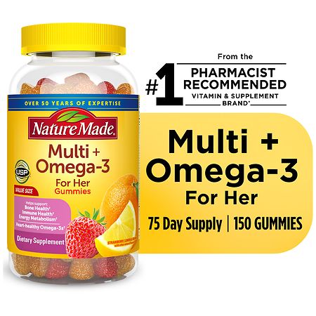 Nature Made Women s Multivitamin Omega 3 Gummies Lemon Orange