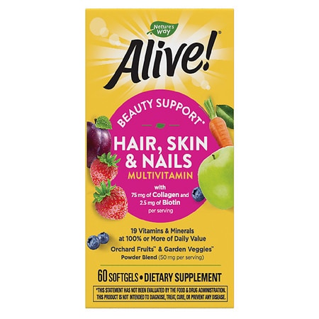 Nature's Way Alive! Hair, Skin, Nails Multivitamin Softgels Strawberry |  Walgreens