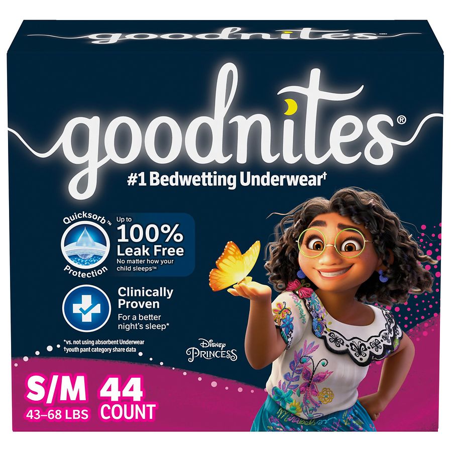 GoodNites Underwear, Nighttime, Disney Princess Moana, S/M, Girls 14 ea, Diapers & Training Pants