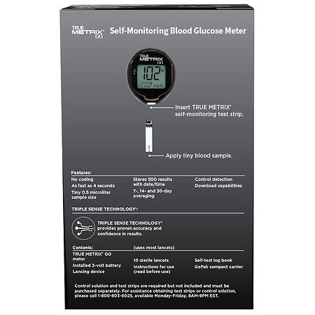 Walgreens True Metrix Go Self-Monitoring Blood Glucose Meter Black
