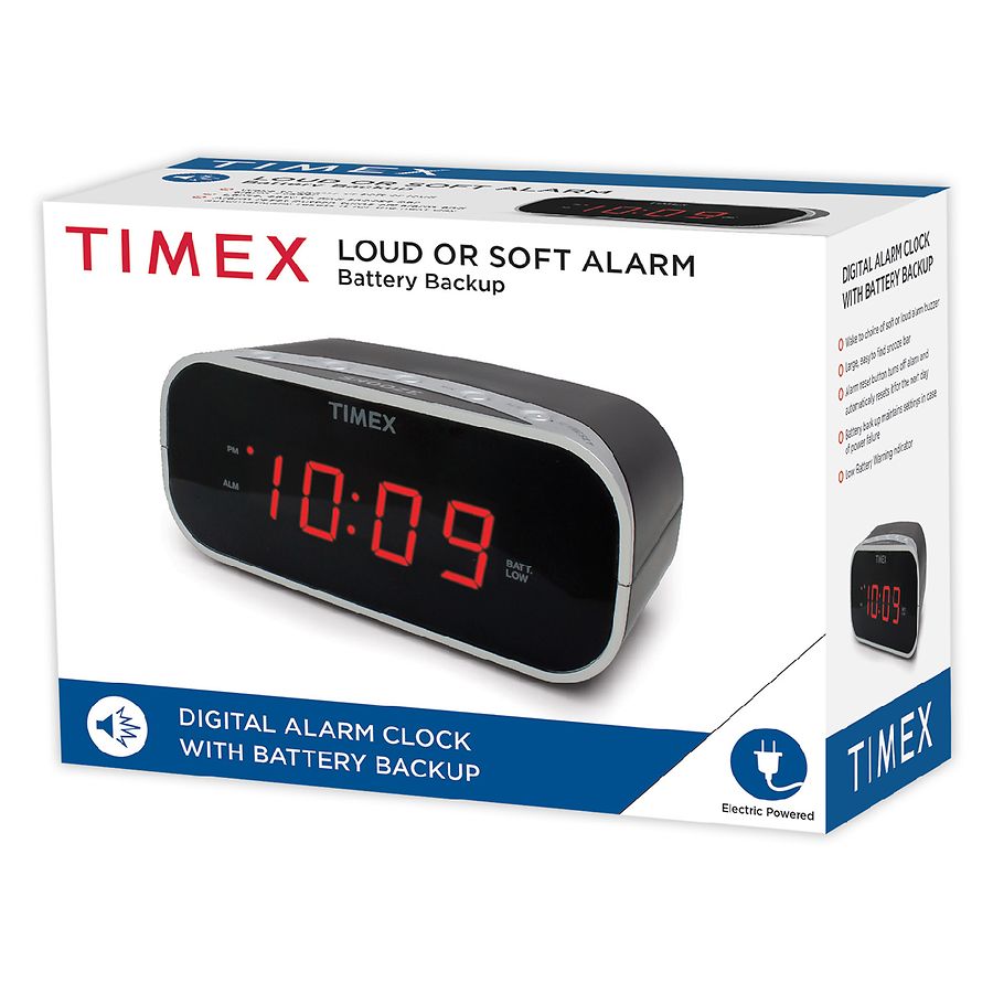 Timex Space Saving Alarm Clock Black | Walgreens