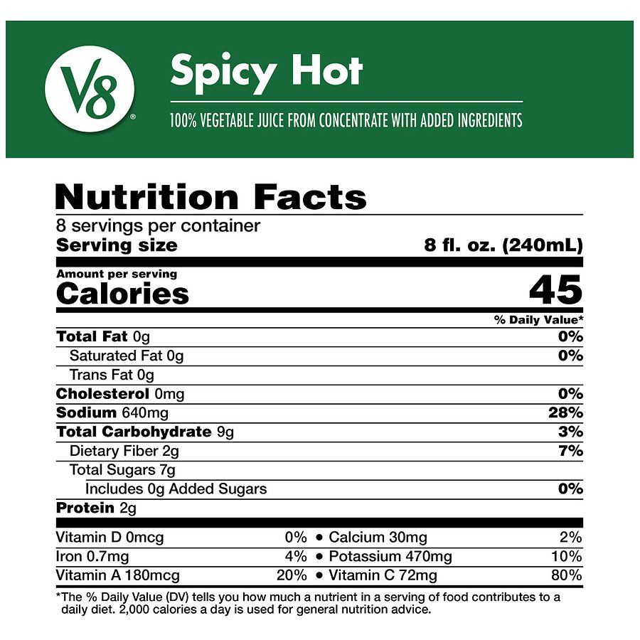 V8 Spicy Hot 100% Vegetable Juice Spicy Hot | Walgreens
