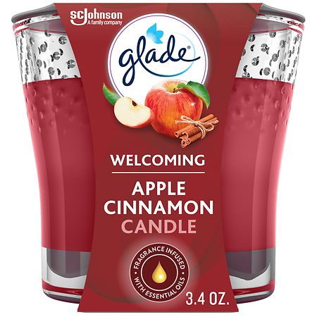 Glade Single Wick Jar Candle Apple Cinnamon Red
