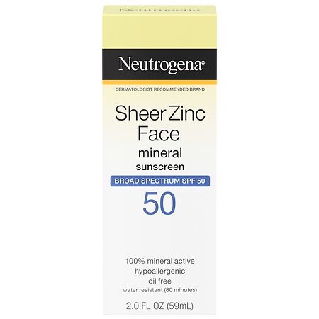Neutrogena Sheer Zinc Dry-Touch Face SPF 50 Sunscreen Lotion  2 fl. oz