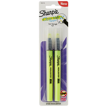 Sharpie Highlighters, Stick, Clear View, Yellow - 2 highlighters
