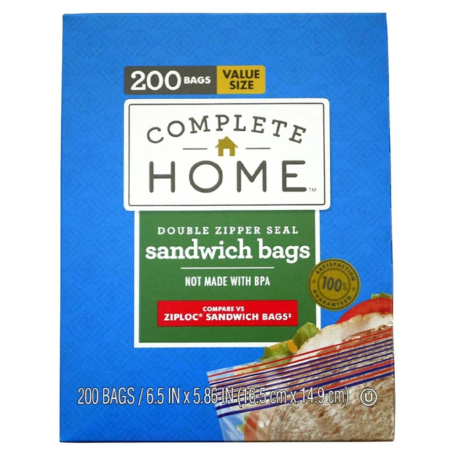 Glad Zipper Food Storage Sandwich Bags, 50 Count