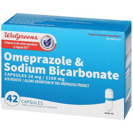 Equate Omeprazole and Sodium Bicarbonate Capsules, 20 mg/1100 mg, Acid  Reducer, 42 count 