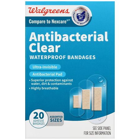 Health Mart Clear Adhesive Bandages Antibacterial Assorted Sizes