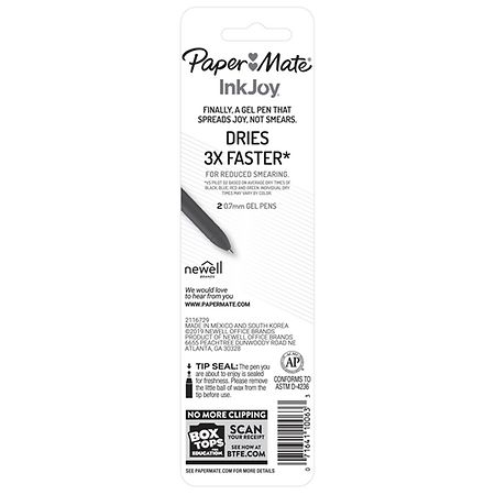 Paper Mate Inkjoy Gel Pens .7mm 6 Ct ea - Assorted- 12 Pack