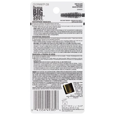 Maybelline Volum Express The Colossal Big Shot Waterproof Mascara, Very  Black