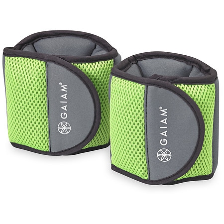 Gaiam Restore Mesh and Neoprene Ankle Weights, 2.5LB Each Geen