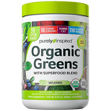 Purely Inspired Organic Super Greens Powder with Superfoods & Multivitamins Unflavored