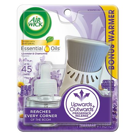 Air Wick Plug In Scented Oil Starter Kit with Essential Oils, Air Freshener Lavender and Chamomile, Warmer + 1 Refill