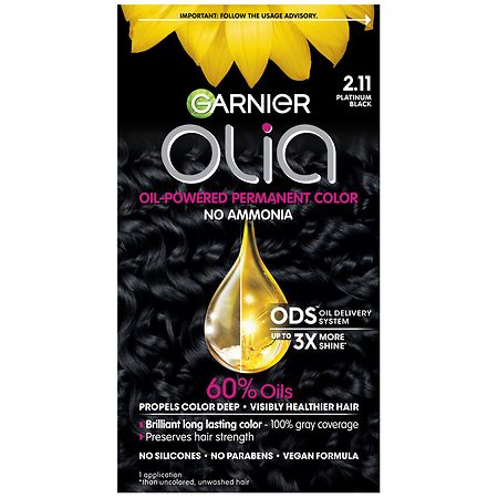 Garnier Olia Oil Powered Permanent Hair Color 2.11 Platinum Black