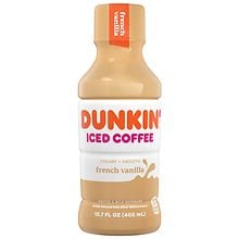 (12 bottles) Dunkin' Donuts Iced Coffee, French Vanilla, 13.7 fl oz