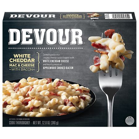 Devour White Cheddar Mac & Cheese With Bacon White Cheddar Macaroni & Cheese With Bacon