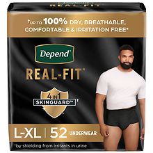 Depend Incontinence Underwear for Men, Disposable, Max Absorbency L-XL ...