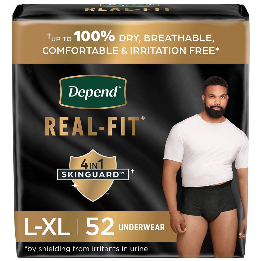 Depend Incontinence Underwear for Men, Disposable, Max Absorbency Large/ X-Large (26 ct) Black