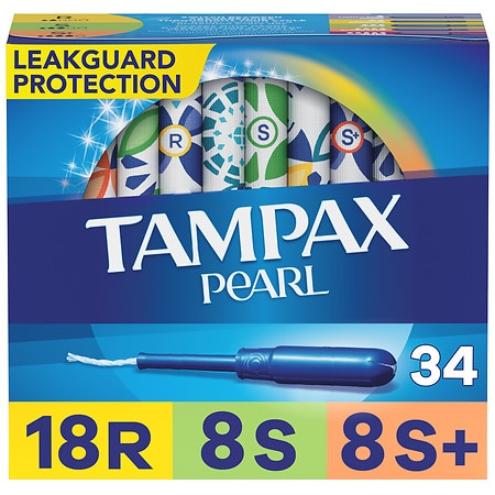 Tampax Pearl 50 Tampons with Plastic Applicator, Regular Absorbency,  Unscented