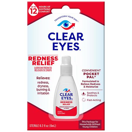 Clear Eyes Handy Pocket Pal Redness Relief Eye Drops, Travel Size