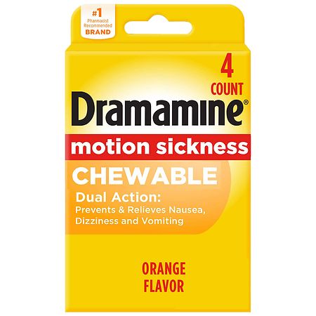 Dramamine Motion Sickness Relief Chewable Tablets, Travel Size Orange