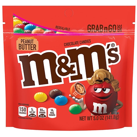 M&M's Peanut Butter Milk Chocolate Candy Grab & Go Size Peanut Butter