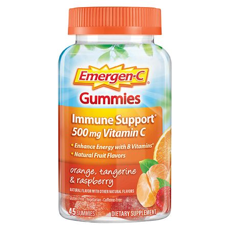 Emergen-C Immune Support Gummies with 500 mg Vitamin C, Folic Acid, and B Vitamins Orange, Tangerine, Raspberry