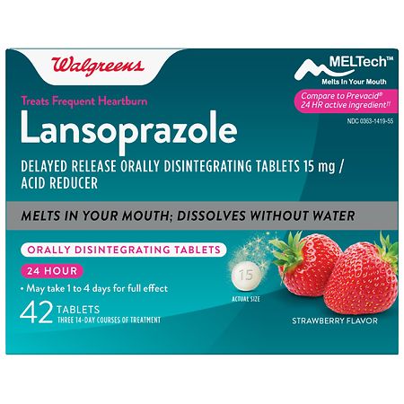 Walgreens Lansoprazole Delayed Release Orally Disintegrating Tablets, 15 mg Strawberry