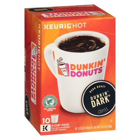 Dunkin' Dark Ground Roast Coffee K-Cup Pods, 10 Count, 3.52-Ounce (Packaging May Vary)