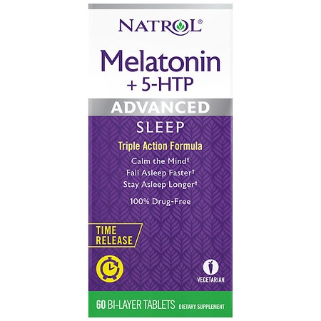 Natrol Advanced Sleep Melatonin + 5-HTP, Time Release Bi-Layer Tablets