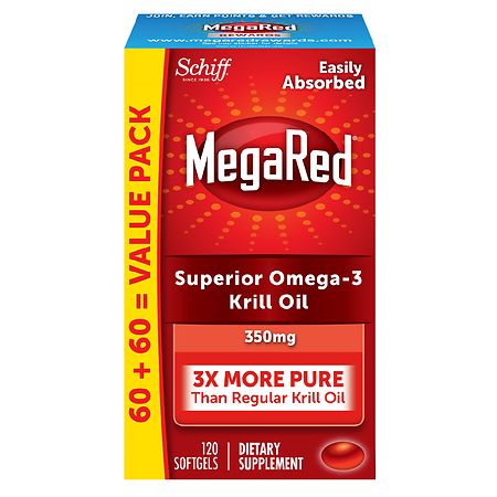 MegaRed 350mg Superior Omega-3s Krill Oil, EPA & DHA, Antioxidant Astaxanthin Softgels