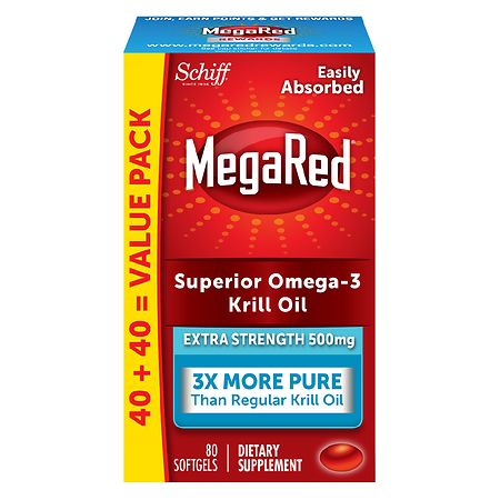 MegaRed 500mg Extra Strength Omega-3 Krill Oil Supplement Softgels