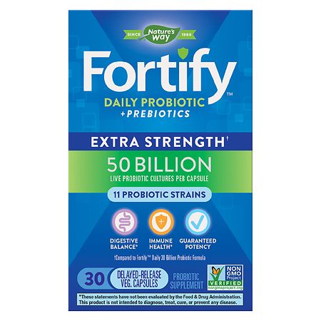 Nature's Way Fortify Daily Extra Strength Probiotic + Prebiotics Vegetarian Capsules