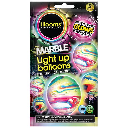 5ct illooms LED Light Up Marble Balloon