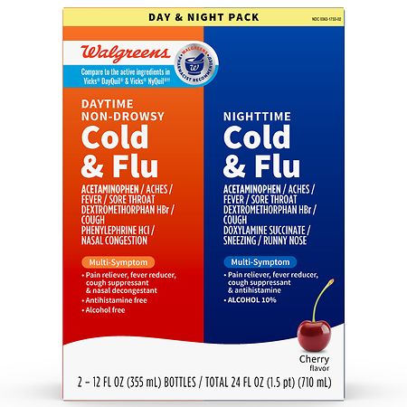 Walgreens Daytime & Nighttime Cold & Flu Liquid Cherry