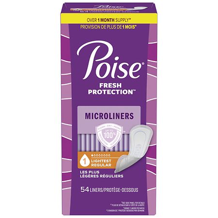 Poise Incontinence Microliners 1 - Lightest Regular (54 ct)