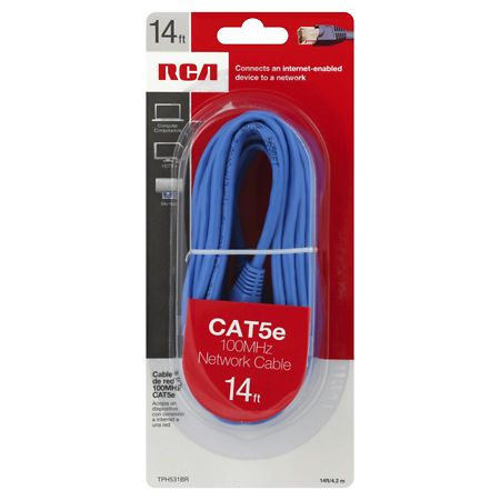 RCA Cat 5E Ethernet Cable 14 foot Blue