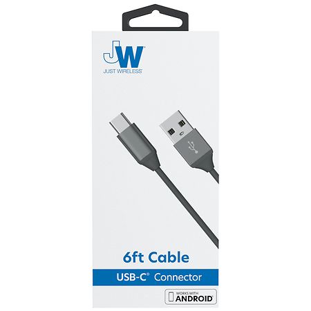Just Wireless USB Type C Cable 6 foot Black