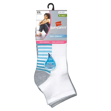 Hanes + Women’s Cool Comfort Sport Ankle Socks, 6 Pack