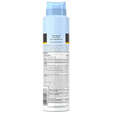 Neutrogena Sunscreen Spray SPF 30, Ultra Sheer Body Mist - 141 g