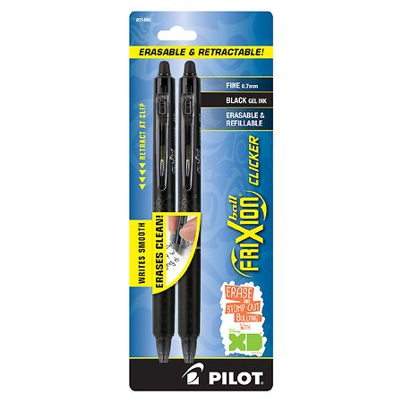 Pilot Frixion Clicker Erasable Gel Ink Pens Fine 0.7 mm Black Ink
