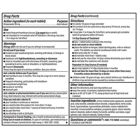 Walgreens Omeprazole Delayed Release Tablets 20 mg, Acid Reducer 42 ct