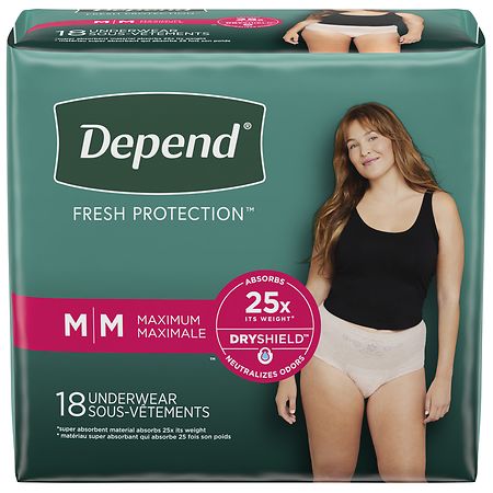 Depends Fresh Protection Adult Incontinence Underwear for Women (Formerly  Fit-Flex), Disposable, Maximum, Extra-Large, Blush, 15 Count - 15 ea