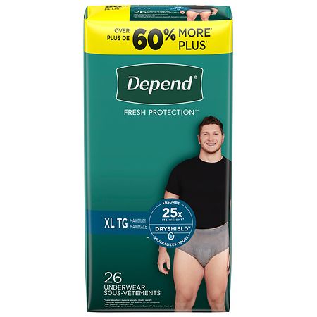 Depend Adult Incontinence Underwear for Men, Disposable XL (26 ct
