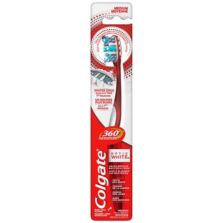 Colgate 360 Advanced Optic White Toothbrush, Medium Bristle Adult