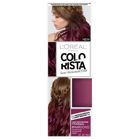 L'Oreal Paris Colorista Semi-Permanent Hair Color for Brunettes #Maroon22