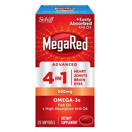 MegaRed Advanced 4 in 1 500 mg Concentrated Omega-3 Fish & Krill Oil Supplement