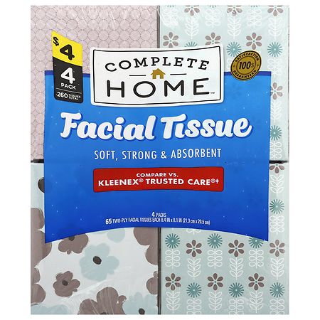 Complete Home Facial Tissue 65 sheets x 4 ct