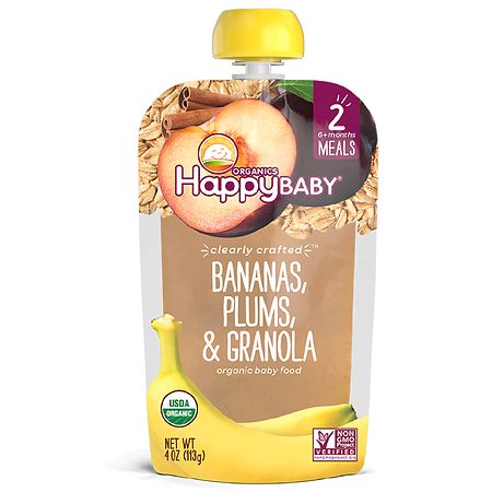 Happy Baby Clearly Crafted Organic Food Pouch Bananas, Plums & Granola