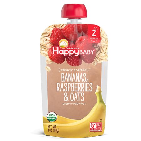 Happy Baby Clearly Crafted Organic Food Pouch Banana Raspberries & Oats